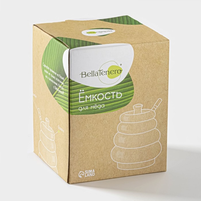 Ёмкость фарфоровая для мёда с ложкой BellaTenero «Бочонок», 400 мл, цвет белый Ёмкость фарфоровая для мёда с ложкой BellaTenero «Бочонок», 400 мл, цвет белый