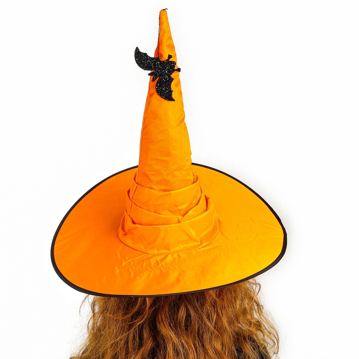 Карнавальная шляпа «Оранжевая», драпированная, с летучей мышью, р. 56 – 58 Карнавальная шляпа «Оранжевая», драпированная, с летучей мышью, р. 56 – 58
