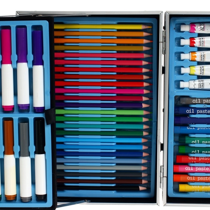 Набор для рисования, в чемоданчике, синий Набор для рисования, в чемоданчике, синий