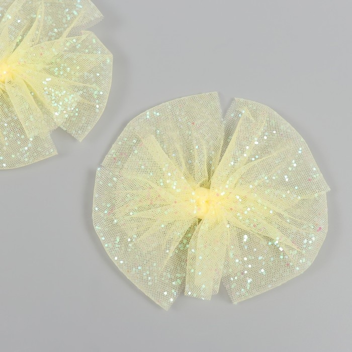 Декор для творчества "Бант из Фатина"  жёлтый, 9 см (набор 2 шт)