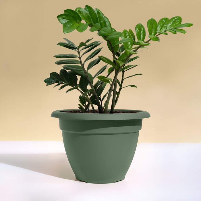 Горшок для цветов, d = 35 см, 12 л, пластик, зелёный шалфей