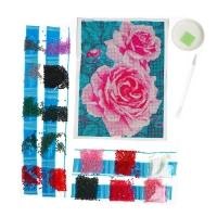 Алмазная мозаика с полным заполнением на холсте &laquo;Розы на кусте&raquo;, 15 х 21 см