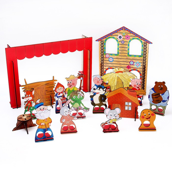 Пальчиковый кукольный театр «3 сказки», ширма: 22,5 × 33 см Пальчиковый кукольный театр «3 сказки», ширма: 22,5 × 33 см