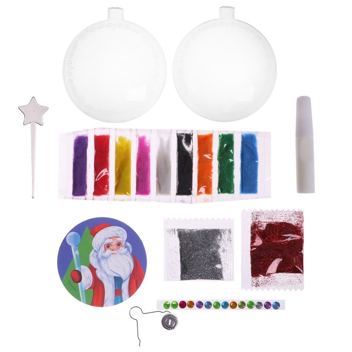 Ёлочный шар - фреска своими руками на новый год &laquo;Дед Мороз&raquo;, новогодний набор для творчества