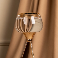 Подсвечник металл, стекло на 1 свечу &laquo;Изысканность&raquo; цвет золото 9.5 х 9.5 х 22.5 см