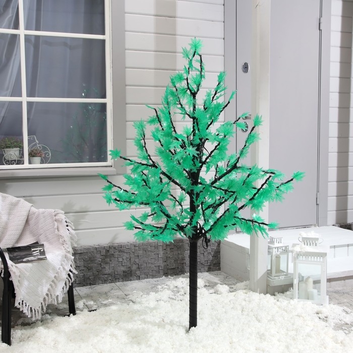 Светодиодное дерево &laquo;Зелёный клён&raquo; 1.5 м, 600 LED, постоянное свечение, 220 В, свечение белое