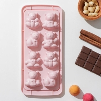 Форма для конфет и шоколада &laquo;Зверята&raquo;, 8 ячеек, 25&times;11&times;2,5 см, цвет МИКС