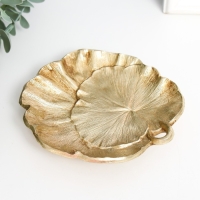Тарелка декоративная полистоун "Листья" золото 1,5х13х12 см Тарелка декоративная полистоун "Листья" золото 1,5х13х12 см