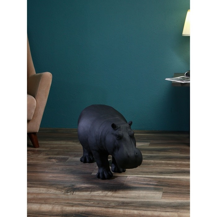 Фигура «Бегемот», полистоун, 41 см, цвет чёрный матовый Фигура «Бегемот», полистоун, 41 см, цвет чёрный матовый