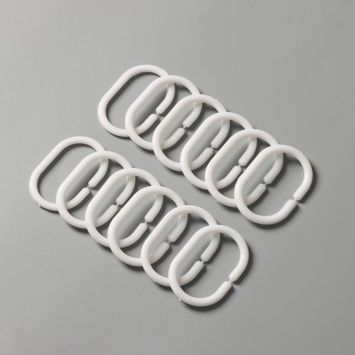 Кольца для штор Доляна, в ванную, пластик, 12 шт, 5,7&times;3,8 см, цвет белый