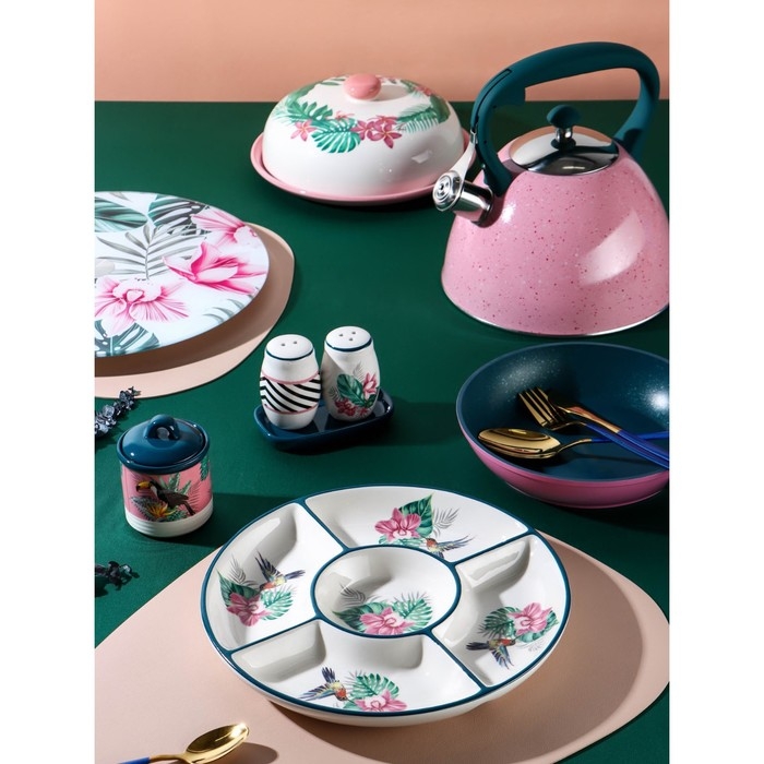 Менажница 5 ячеек Доляна &laquo;Тропики&raquo;, d=26 см, цвет белый