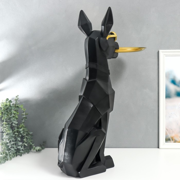 Сувенир полистоун подставка 3D "Чёрный пёс в очках" d=26 см 77х26х20 см