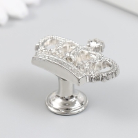 Ручка для шкатулки металл "Корона" страза, серебро 4,5х3,2х2,6 см Ручка для шкатулки металл "Корона" страза, серебро 4,5х3,2х2,6 см