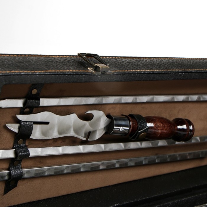 Набор с шампурами подарочный Набор с шампурами подарочный "Пикник" в коробке из эко-кожи №3