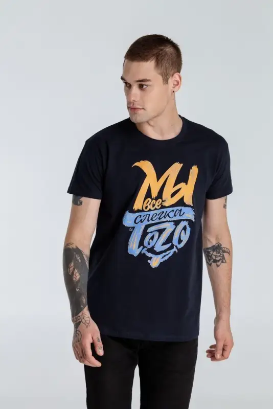 Футболка &laquo;Мы все слегка того&raquo;, темно-синяя, размер S