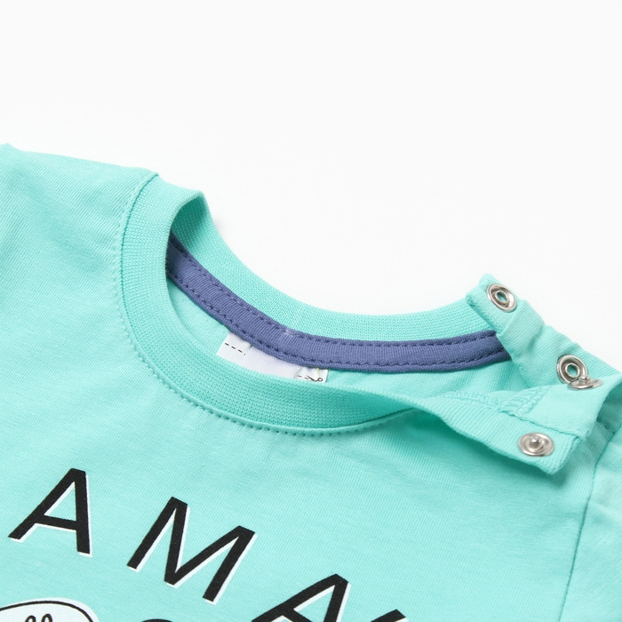 Комплект для мальчика (футболка/шорты), цвет ментол/синий, рост 74 см