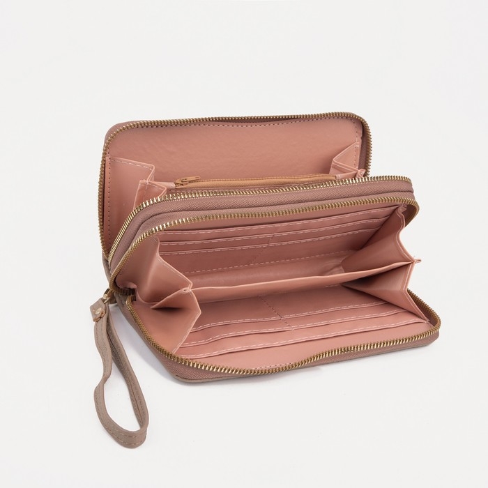 Кошелёк женский на молниях, цвет бежевый Кошелёк женский на молниях, цвет бежевый