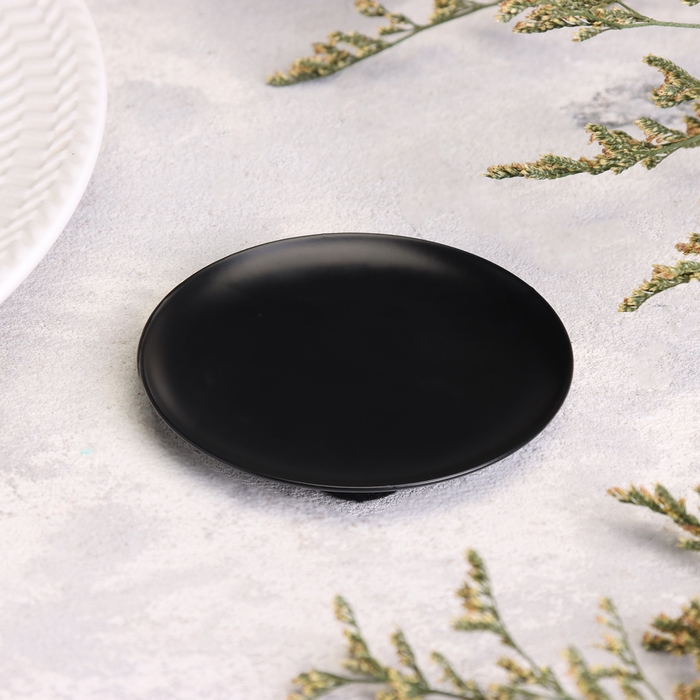 Подсвечник металл "Тарелка", 7,6 см, черный муар