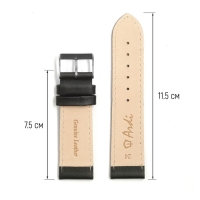 Ремешок для часов, 24 мм, запряжник 75 мм, горт 115 мм, натуральная кожа, черный Ремешок для часов, 24 мм, запряжник 75 мм, горт 115 мм, натуральная кожа, черный