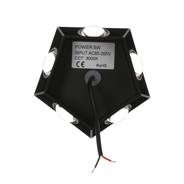 Светильник фасадный &laquo;Искра&raquo;, FSD-052, 5 Вт, 3000К, 5 лучей, IP65, 220 В, пластик, черный