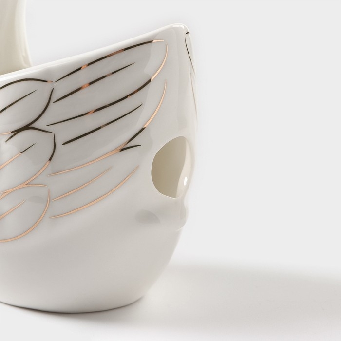 Подставка для столовых приборов &laquo;Лебедь&raquo;, 5 предметов: подставка 9&times;6,5&times;16,5 см, 2 ложки, 2 вилки, цвет белый