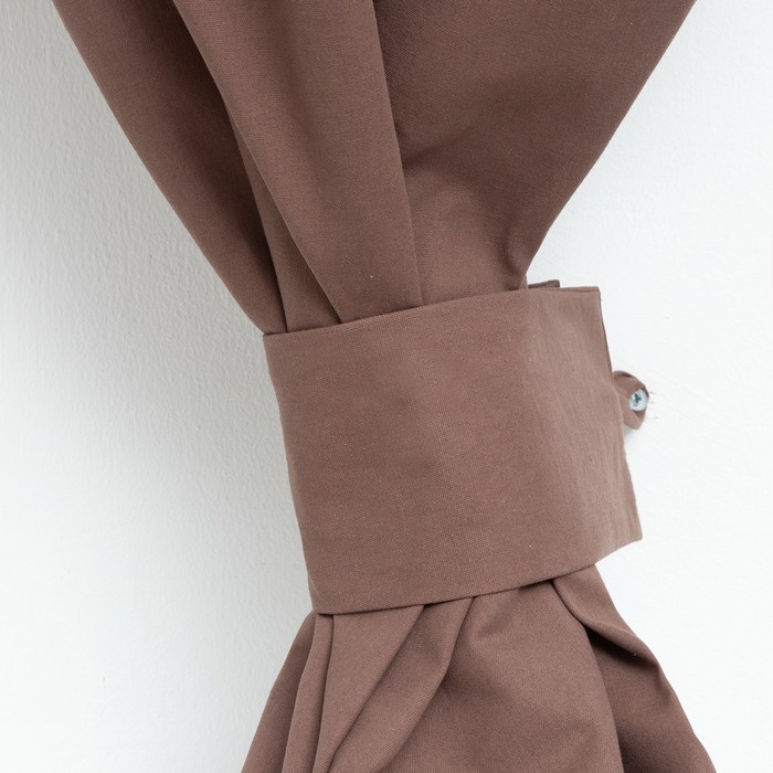 Комплект штор для кухни с подхватами Этель "Kitchen", цвет коричневый, 150х180 см - 2 шт