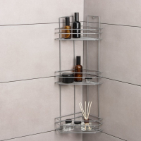 Полка угловая 3-х ярусная &laquo;Трапеция&raquo;, 25&times;18&times;62 см, цвет хром