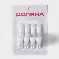 Крючки самоклеящиеся Доляна «Классик», 4 шт, цвет белый Крючки самоклеящиеся Доляна «Классик», 4 шт, цвет белый