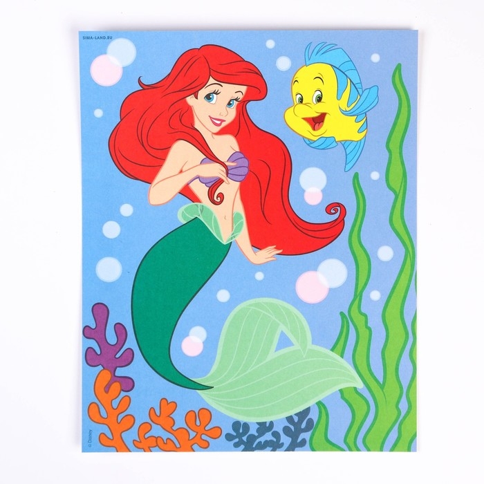 Набор для творчества: фреска песком с блёстками (9 цветов), Набор для творчества: фреска песком с блёстками (9 цветов), "Русалочка Ариэль", Принцессы