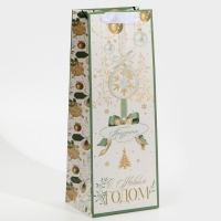 Пакет под бутылку &laquo;Счастливого праздника&raquo;, 13 х 36 х 10 см, Новый год