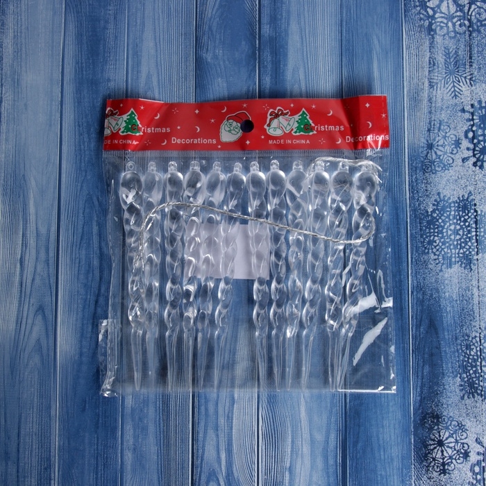 Ёлочные игрушки «Сосулька люкс» (набор 12 шт) узор, 13 см Ёлочные игрушки «Сосулька люкс» (набор 12 шт) узор, 13 см