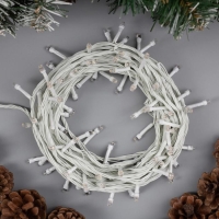 Гирлянда &laquo;Нить&raquo; 10 м, IP20, белая нить, 100 LED, свечение тёплое белое, 8 режимов, 220 В