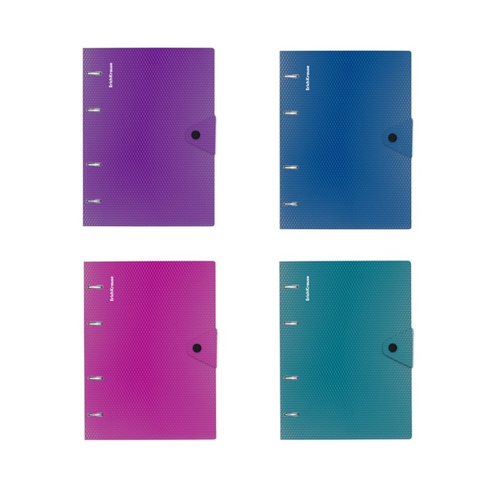 Тетрадь на кольцах, 80 листов в клетку ErichKrause Glance Vivid, пластиковая обложка, блок офсет 100% белизна, МИКС