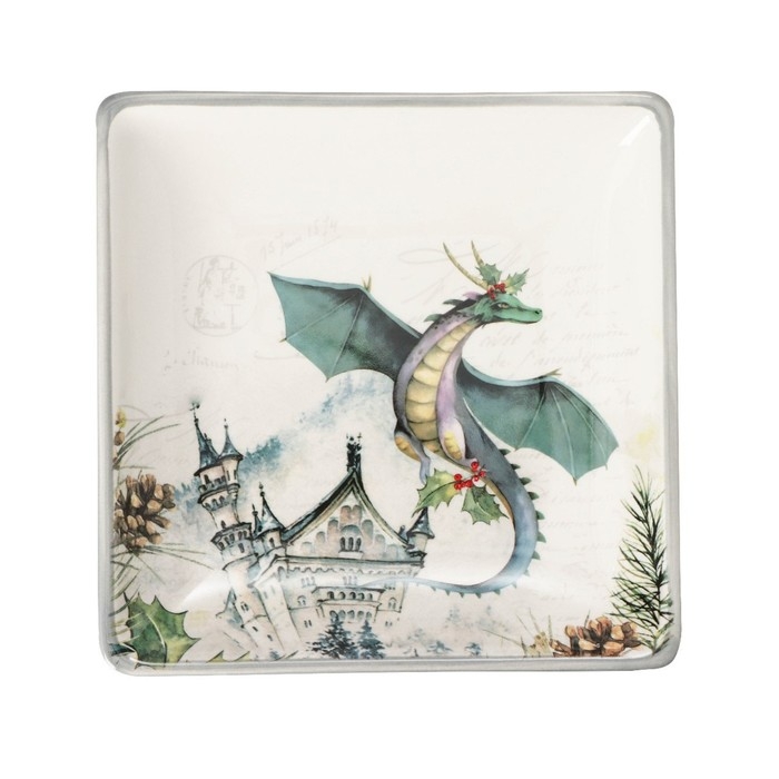 Блюдо сервировочное Доляна &laquo;Дракоша&raquo;, 15&times;3 см, цвет белый