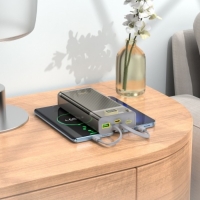 Внешний аккумулятор Hoco J104А, 20000 мАч, 2 Type-C, 1 USB, 1 micro - USB, 3 А,дисплей,серый Внешний аккумулятор Hoco J104А, 20000 мАч, 2 Type-C, 1 USB, 1 micro - USB, 3 А,дисплей,серый