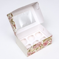 Коробка для 6 капкейков с окном , "For you", 25 х 17 х 10 см Коробка для 6 капкейков с окном , "For you", 25 х 17 х 10 см
