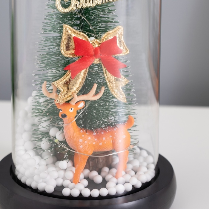 Светильник колба &laquo;Елка с бантом&raquo; 1,5Вт, LED, 3xAAA, черный USB 11х11х21см