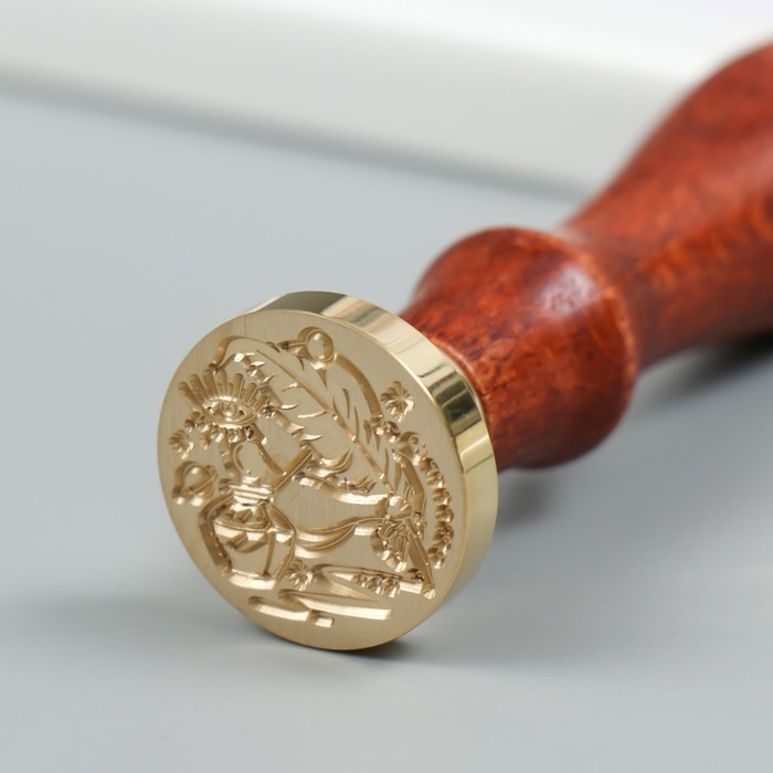 Печать для сургуча с деревянной ручкой Печать для сургуча с деревянной ручкой "Перо и чернила" 9х2,5х2,5 см