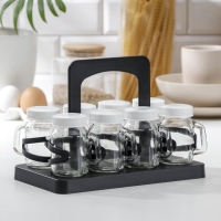 Набор для специй на подставке &laquo;Специи&raquo;, 120 мл, 7,5&times;5&times;8,5 см, 8 шт, цвет белый