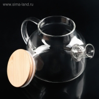 Чайный набор на деревянной подставке &laquo;Эко&raquo;, 7 предметов: чайник стеклянный с ситом 900 мл, кружки 6 шт, 100 мл