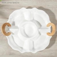 Менажница керамическая 4 секции «Эстет», 34×30×5 см, соусник Менажница керамическая 4 секции «Эстет», 34×30×5 см, соусник