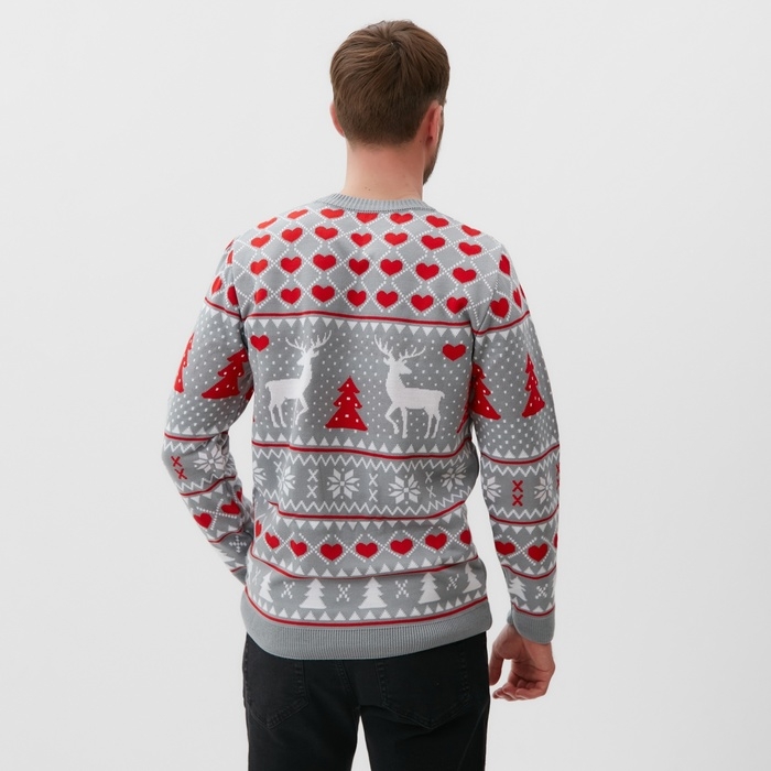 Джемпер вязаный KAFTAN "Новогодний" размер 54, серый