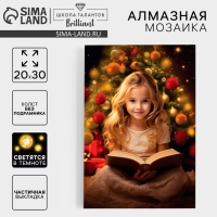 Алмазная мозаика на новый год с частичным заполнением со светящимися стразами на холсте &laquo;Волшебная ночь&raquo;, 20 х 30 см, новогодний набор для творчества