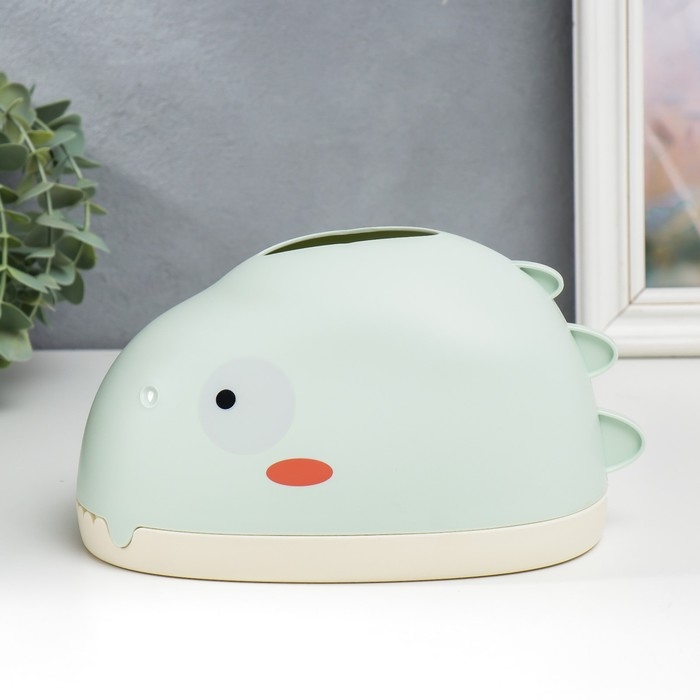 Шкатулка пластик для салфеток Шкатулка пластик для салфеток "Динозавр" светло-зелёная 12х12х21 см