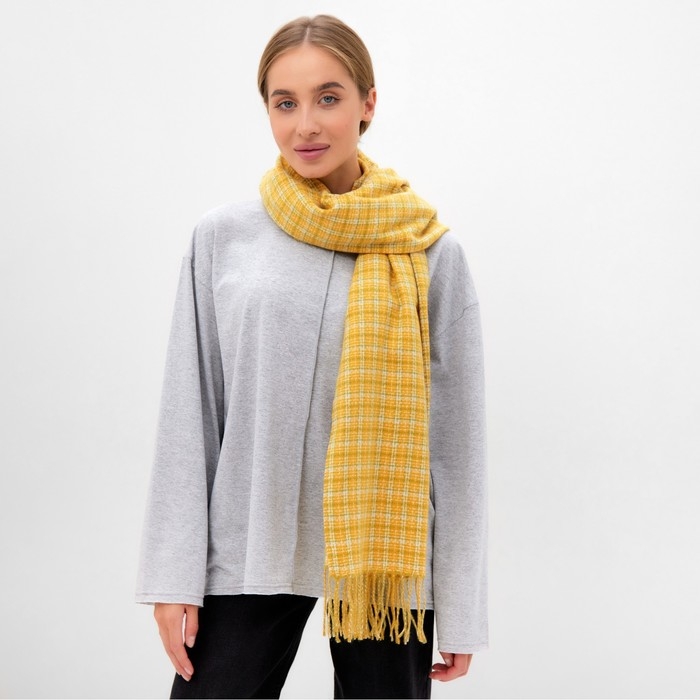 Шарф зимний с кистями MINAKU 65*180 + 8 см цвет жёлтый Шарф зимний с кистями MINAKU 65*180 + 8 см цвет жёлтый
