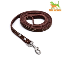 Поводок кожаный однослойный, простроченный, 1.37 м х 1 см, коричневый Поводок кожаный однослойный, простроченный, 1.37 м х 1 см, коричневый