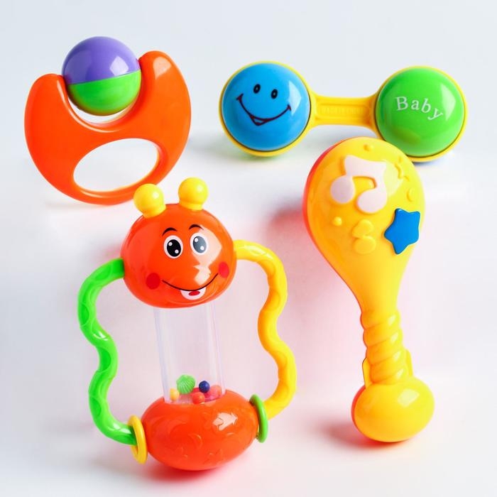 Набор погремушек &laquo;Звонкая радость&raquo;, 4 шт, цвет МИКС, Крошка Я