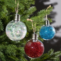 Набор ёлочных шаров «Мишура цветная» 3 шт., батарейки, 5 LED, свечение белое Набор ёлочных шаров «Мишура цветная» 3 шт., батарейки, 5 LED, свечение белое