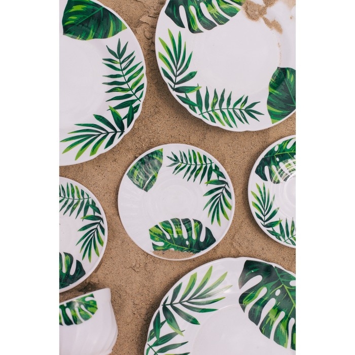 Тарелка обеденная Avvir &laquo;Лист папоротника&raquo;, d=25 см, стеклокерамика, цвет белый