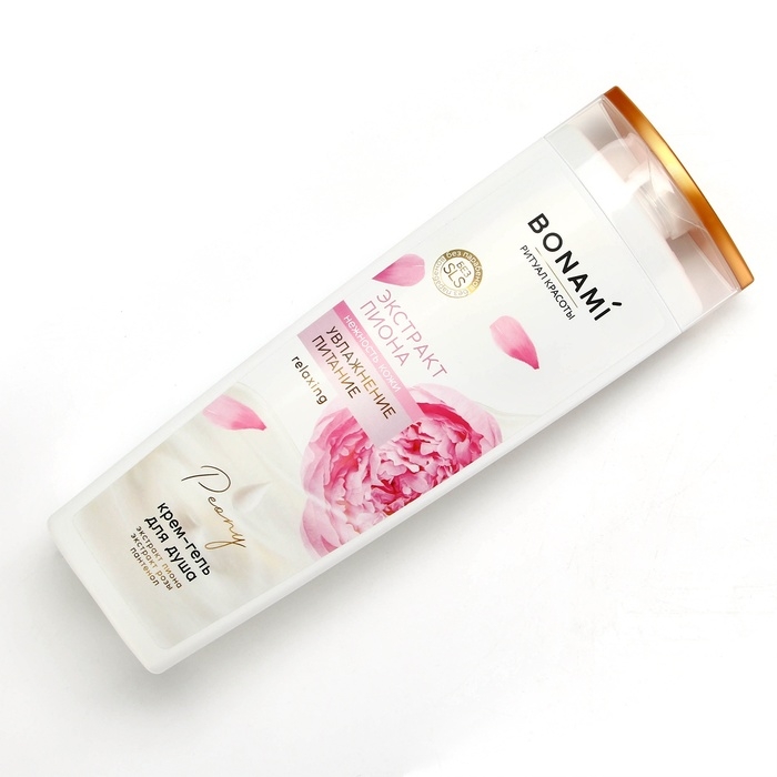 Гель для душа с пантенолом, увлажнение и питание, 400 мл, аромат пиона и розы, BONAMI Гель для душа с пантенолом, увлажнение и питание, 400 мл, аромат пиона и розы, BONAMI